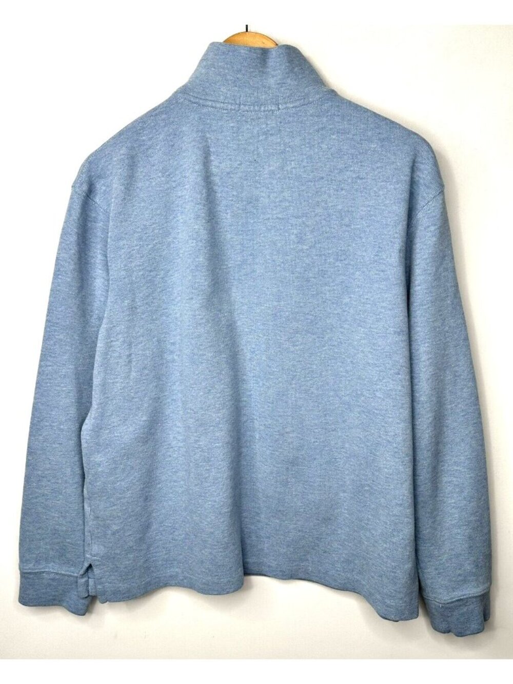 Polo Ralph Lauren 1/4 Zip Sweater Mens M Blue Cotton Pony Logo Mock Neck Preppy - Picture 2 of 11